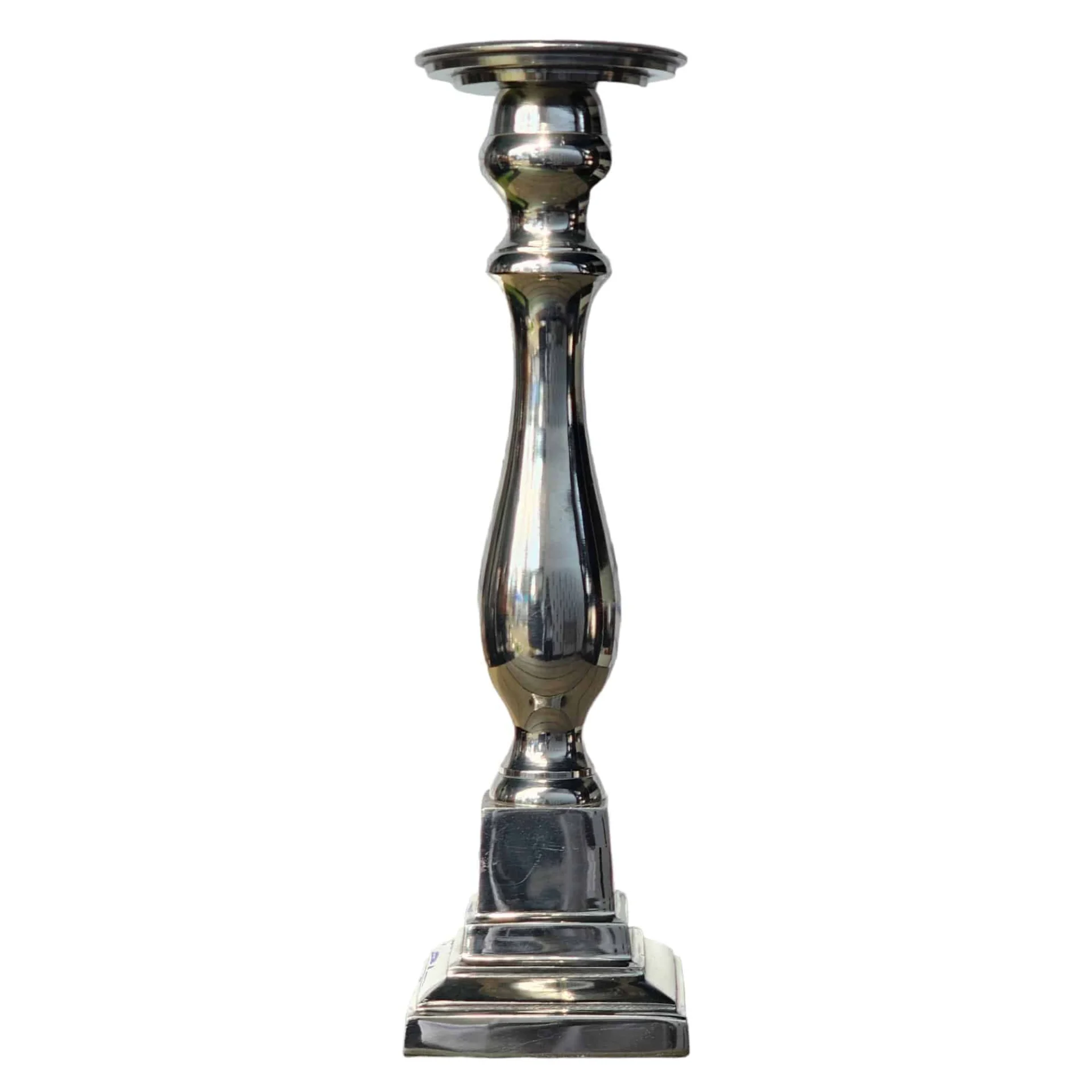Silver Metallic Candle Holder, 42cm