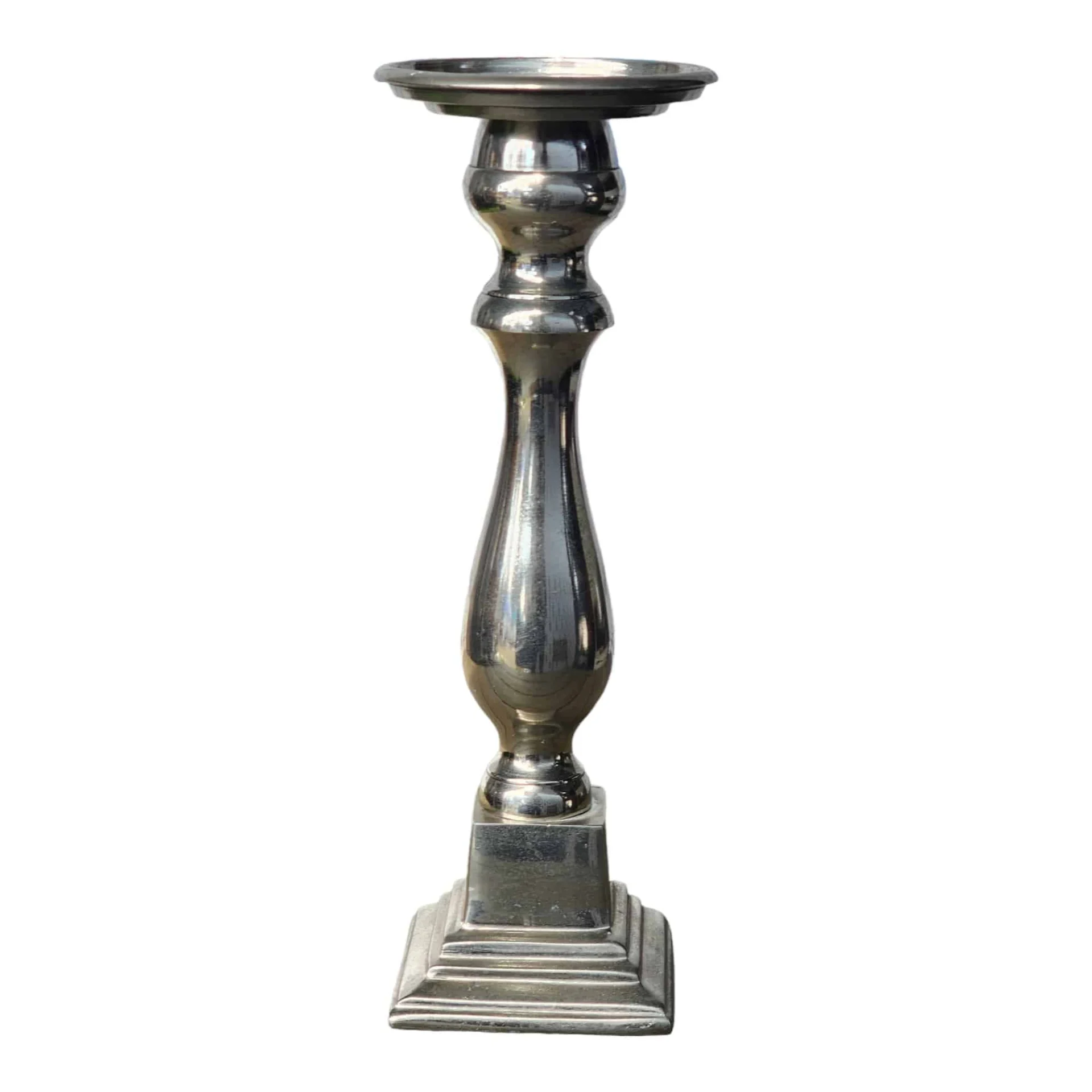 Silver Metallic Candle Holder, 32cm