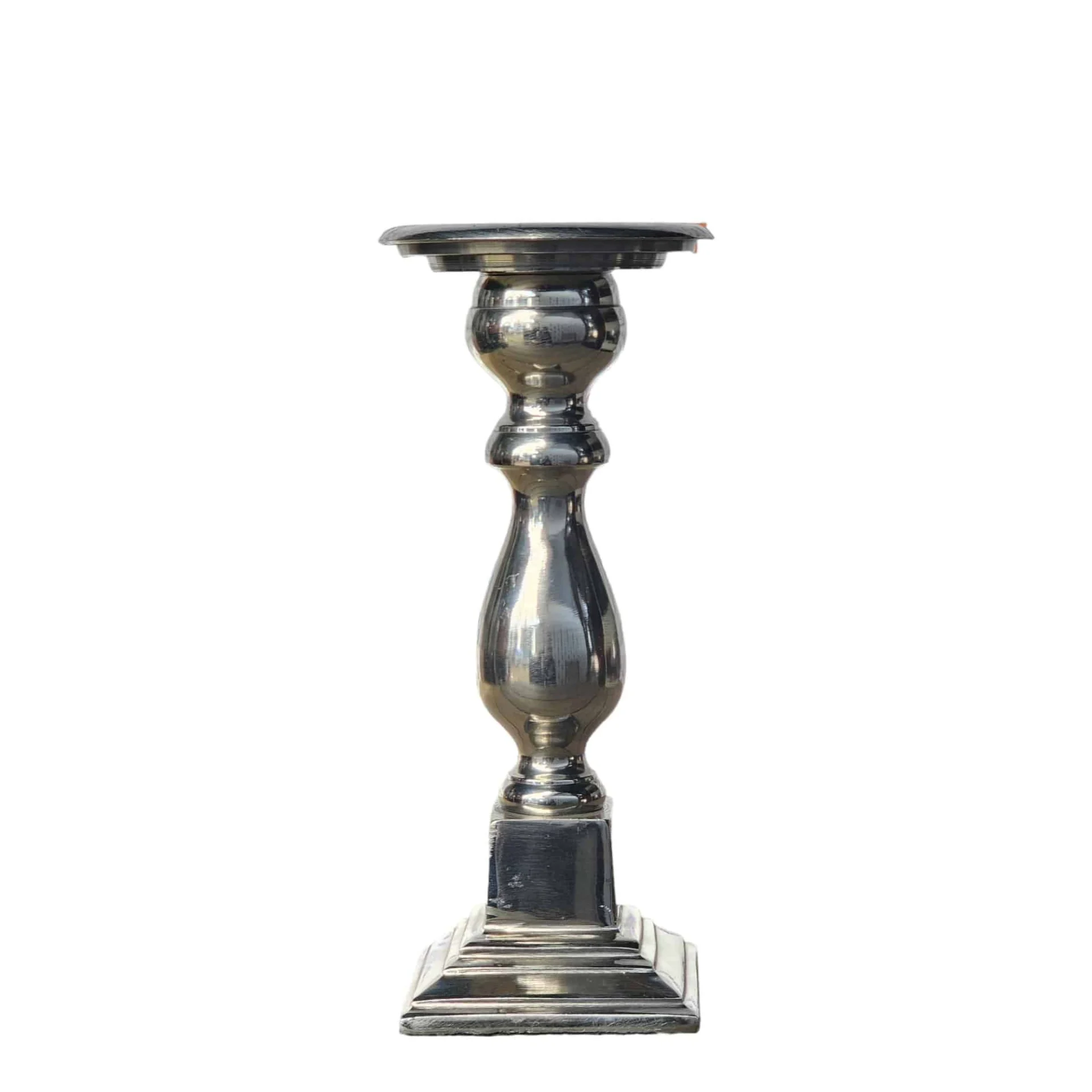 Silver Metallic Candle Holder, 22cm