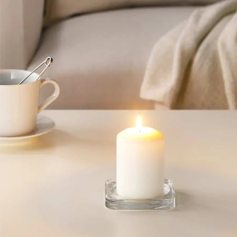 Unscented block candle, natural, 6.8 cm