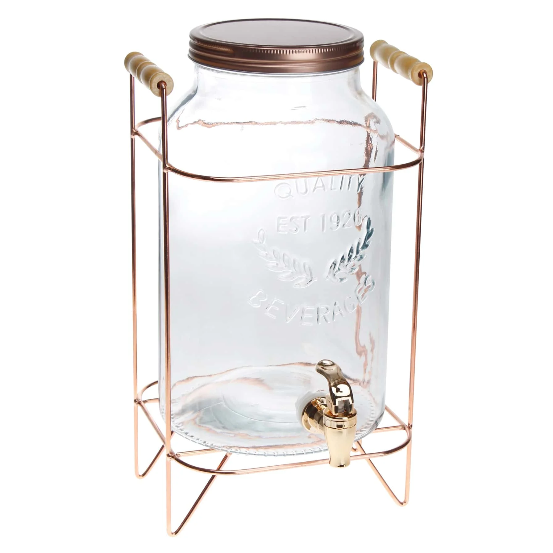 Beverage Dispenser With Rose Gold Stand (21 x 19.5 x 37 cm