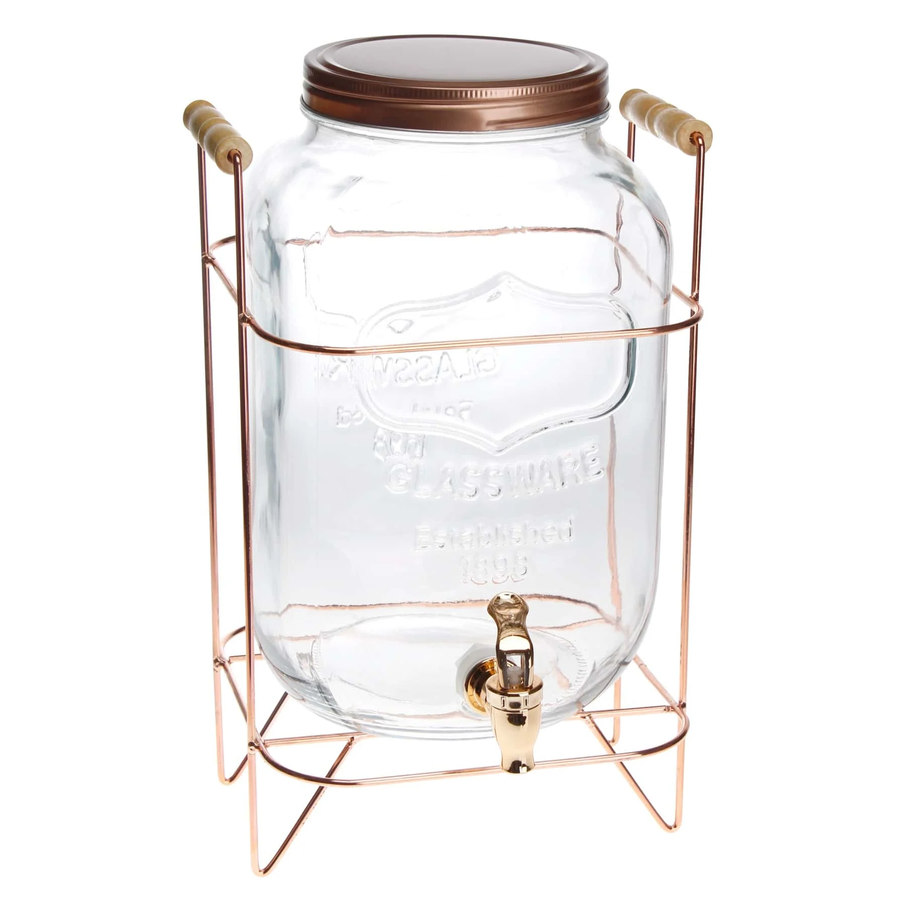 Glass Juice Dispenser With Rose Gold Stand (23 x 21.5 x 38.5 cm