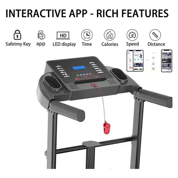 Beaphie foldable smart treadmill controls.webp